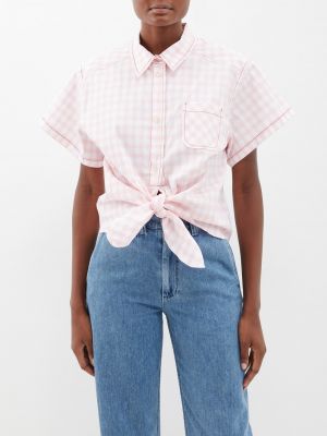 Розовая клетчатая хлопковая рубашка Rosie Assoulin