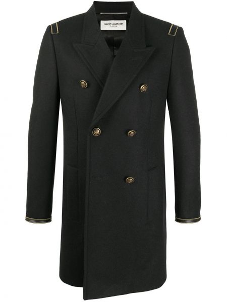 Płaszcz dwurzędowy wełniany Saint Laurent, сzarny