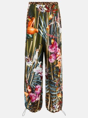 Květinové hedvábné volné kalhoty Camilla