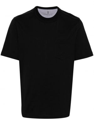 Bavlněné tričko s kapsami Brunello Cucinelli černé