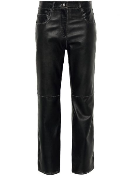 Кожени панталон Victoria Beckham черно