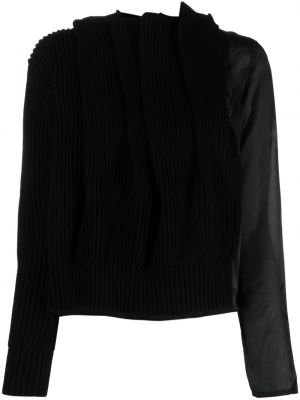 Асиметричен вълнен пуловер Sacai черно