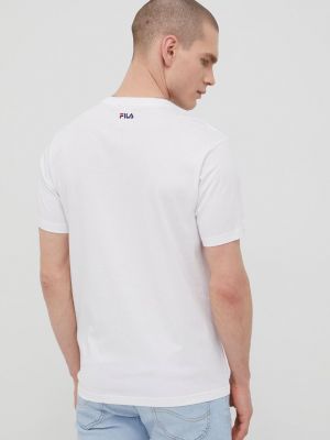 Koszulka bawełniana z nadrukiem z krótkim rękawem Fila biała