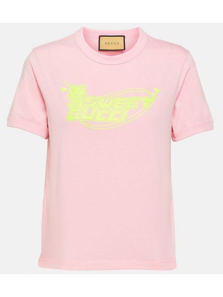 Jersey pamut póló nyomtatás Gucci Rózsaszín