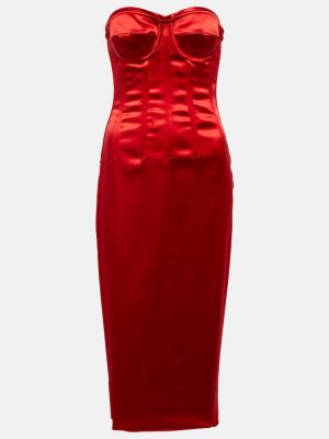 Σατέν μίντι φόρεμα Dolce&gabbana κόκκινο