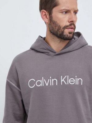 Bombažna majica s kapuco Calvin Klein Underwear siva