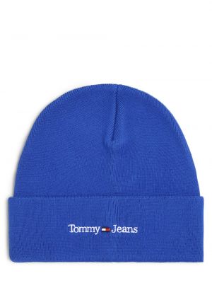 Dzianinowa czapka Tommy Jeans niebieska
