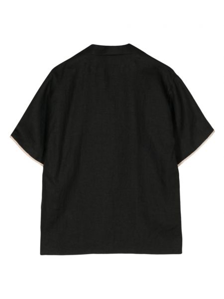 Lniana koszula z kryształkami Muller Of Yoshiokubo czarna