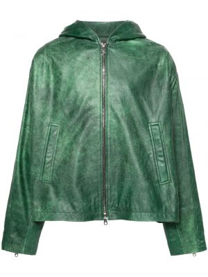 Kožená bunda s kapucňou Cole Buxton zelená