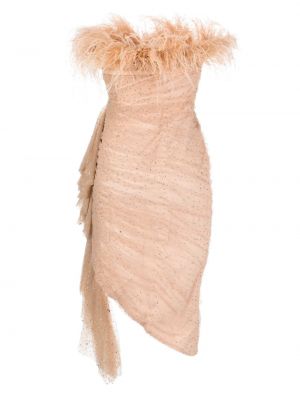 Sukienka koktajlowa w piórka asymetryczna Badgley Mischka