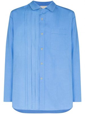 Hemd mit plisseefalten By Walid blau