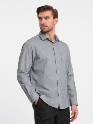 Priliehavá košeľa so slieňovým vzorom s vreckami Ombre sivá