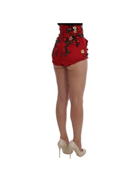 Pantalones cortos con bordado de seda de flores Dolce & Gabbana