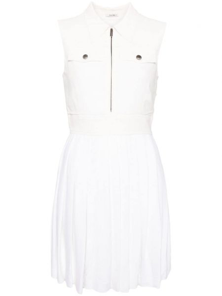 Πλισέ αμάνικη ίσιο φόρεμα Miu Miu Pre-owned λευκό