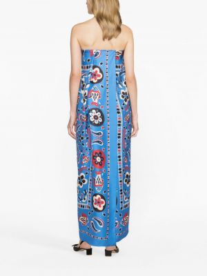 Sukienka długa z nadrukiem z wzorem paisley Tory Burch niebieska