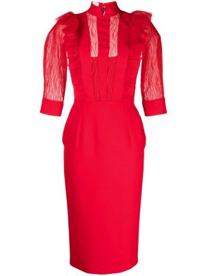 Μίντι φόρεμα από τούλι από κρεπ Saiid Kobeisy κόκκινο