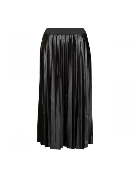 Plisovaná midi sukňa Vila čierna