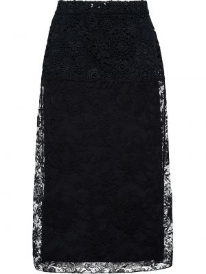 Φλοράλ midi φούστα με δαντέλα Prada μαύρο