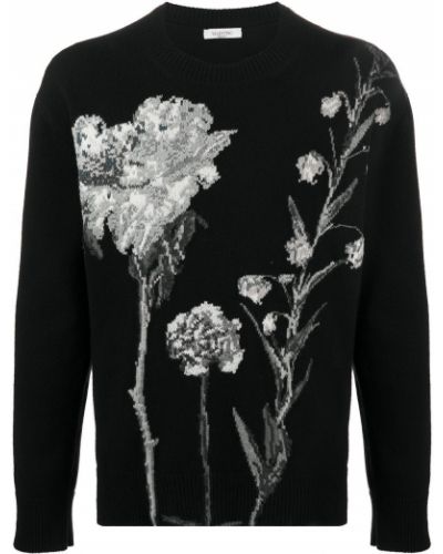 Jersey de flores de tela jersey Valentino negro