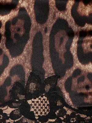 Leopardí hedvábný top s potiskem Dolce&gabbana hnědý
