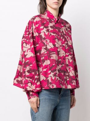 Květinová bavlněná košile s potiskem Woolrich růžová