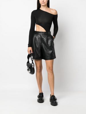 Leder shorts mit plisseefalten Alberta Ferretti schwarz