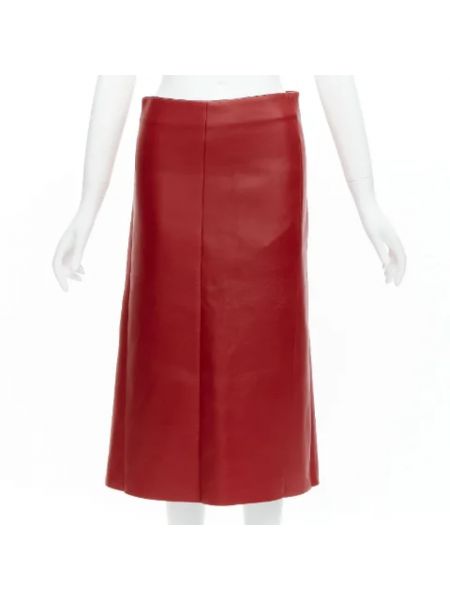 Spódnica skórzana Celine Vintage czerwona