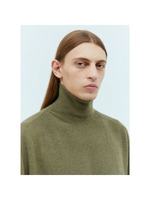 Jersey cuello alto de lana con cuello alto de tela jersey Lemaire verde