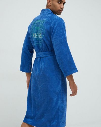 Памучен халат Kenzo синьо