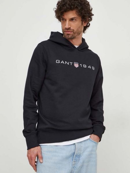 Bluza z kapturem z nadrukiem Gant czarna