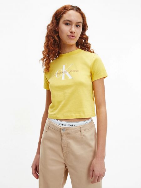 Tričko s potiskem Calvin Klein žluté