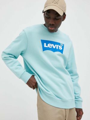 Levi's bluza bawełniana męska   z nadrukiem Levi's - Turkus