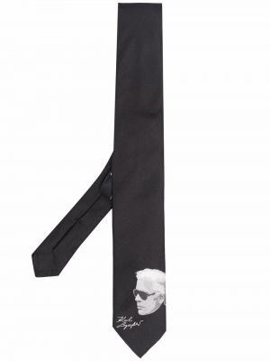 Corbata de seda con estampado Karl Lagerfeld negro