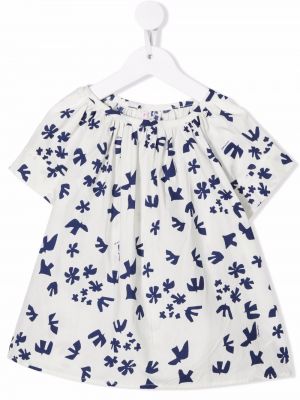 Trykt floral kort bluse for jenter Bonpoint hvit