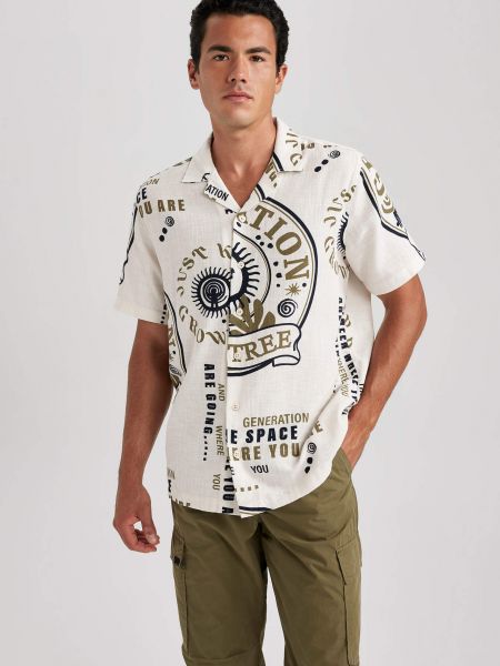 Bavlněná košile s potiskem s krátkými rukávy Defacto