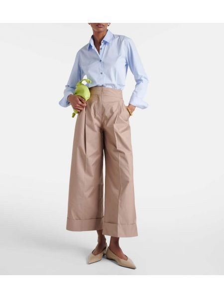 Pliszírozott laza szabású pamut nadrág 's Max Mara bézs