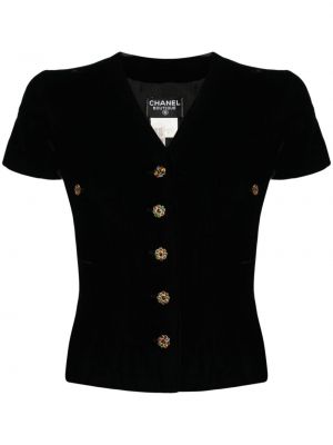 Welurowa koszula na guziki Chanel Pre-owned czarna