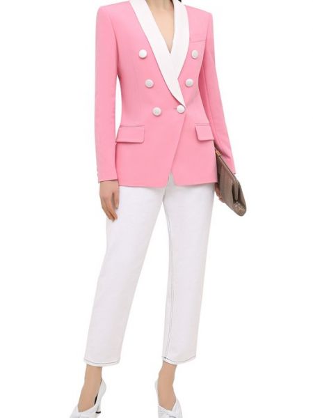 Пиджак из вискозы Balmain розовый