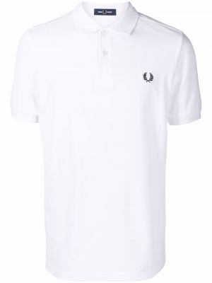 Tricou polo cu broderie Fred Perry alb