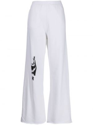Памучни спортни панталони с принт Raf Simons бяло