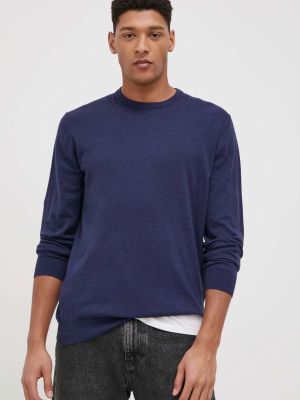 Bombažni pulover Wrangler modra