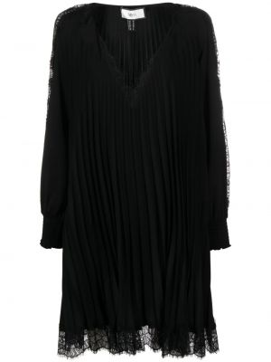 Čipkované plisované šaty Nissa čierna