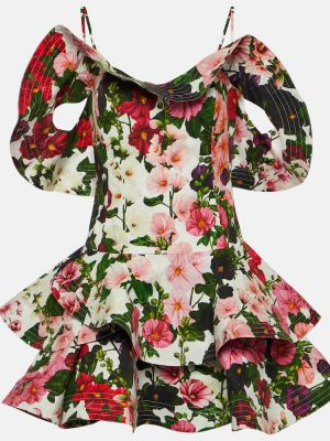 Mini robe en coton à fleurs Oscar De La Renta