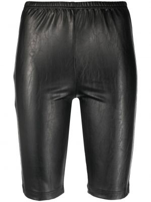 Shorts taille haute en cuir Mm6 Maison Margiela noir