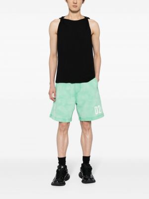 Shorts de sport en coton à imprimé Dsquared2 vert