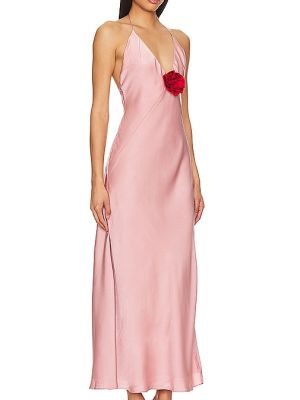 Robe longue Bardot rose
