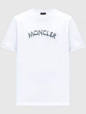 Біла футболка з принтом Moncler