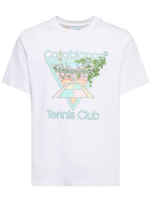 Camiseta de algodón con estampado Casablanca blanco