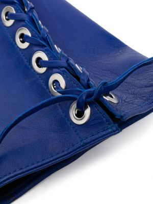 Krajkové kožené šněrovací rukavice Manokhi modré
