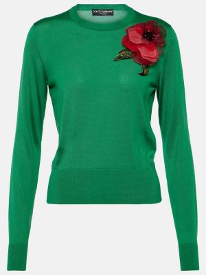 Pull brodé en soie Dolce&gabbana vert